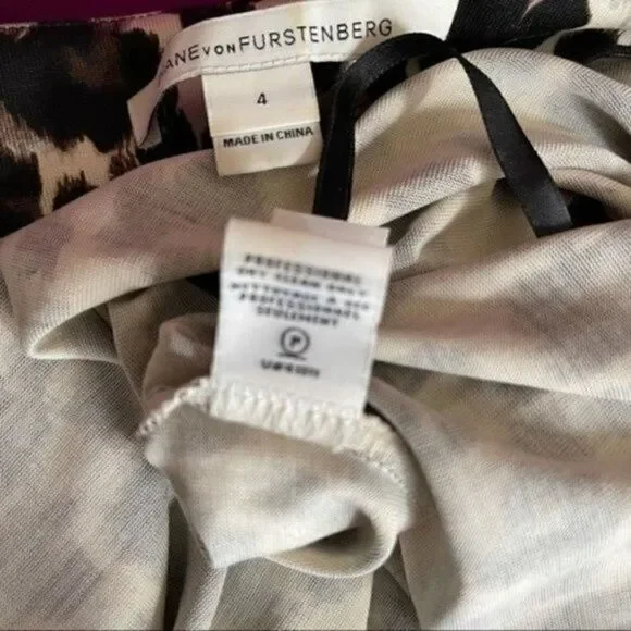 Diane Von Furstenberg classic wrapdress sz 4 BoxI cheetah print 3/4 sleeves - Picture 5 of 7